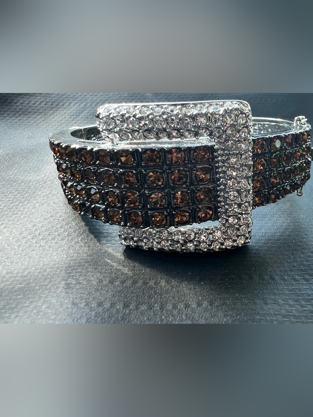 Rhinestone Accent Brown and Silver Women's Fashion Bracelet